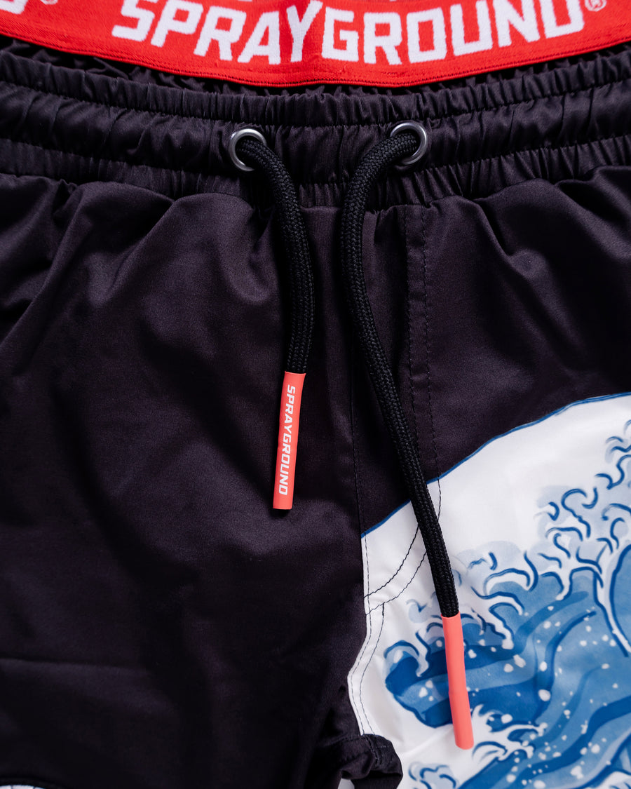 Youth - Sprayground Swimsuits JAPAN WAVE SWIM SHORTS Black
