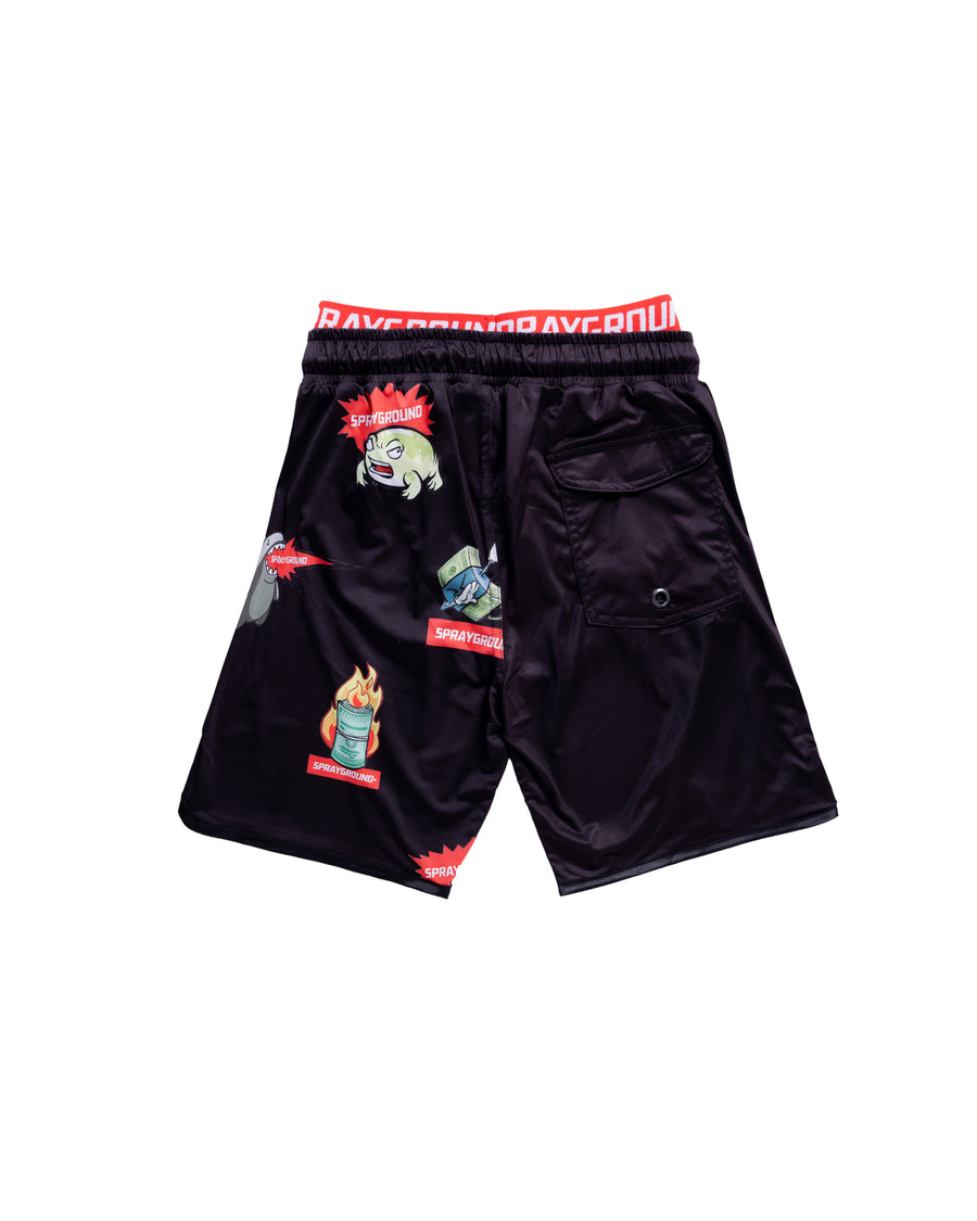 Youth - Sprayground Swimsuits PATCH ALL-IN BLACK SWIM SHORTS Black
