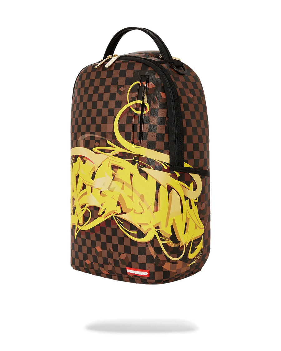 GOLD CHECKERED DRIPS BACKPACK - GOLD