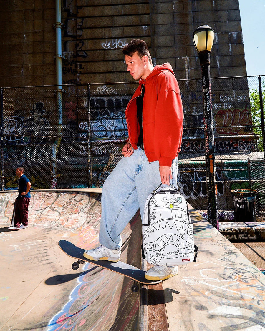 Zaino Sprayground SHARK DOODLE DLXV BACKPACK Bianco