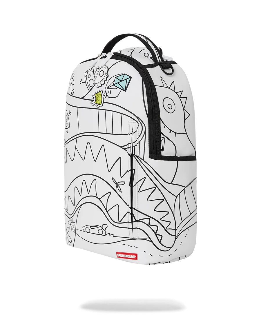 Sprayground Backpack SHARK DOODLE DLXV BACKPACK White