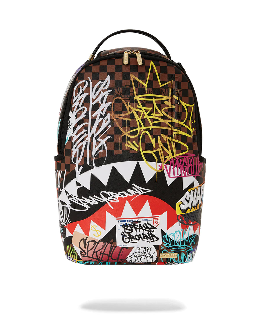 Sprayground Backpack TAGGED UP SHARKS IN PARIS BACKPACK Brown
