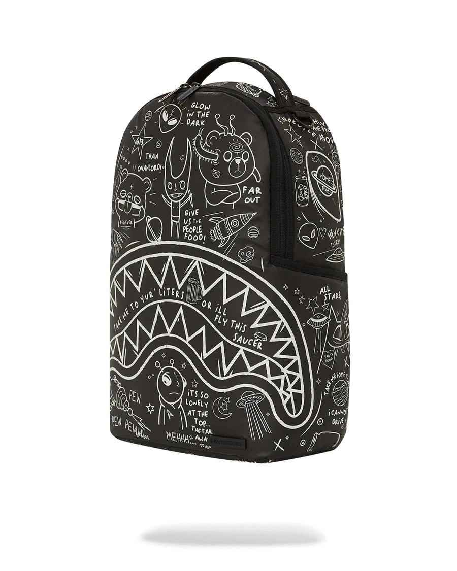Sprayground Glow In The Dark Black Shark Mouth Backpack School Laptop Books  Bag
