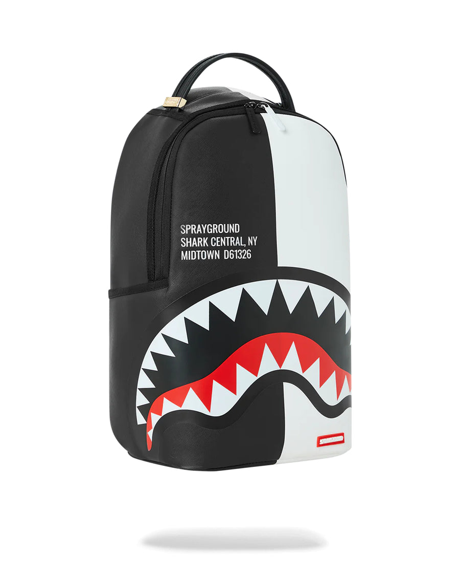 Sprayground Backpack SHARK CENTRAL 2.0 SPLIT BLACK WHITE BACKPACK White