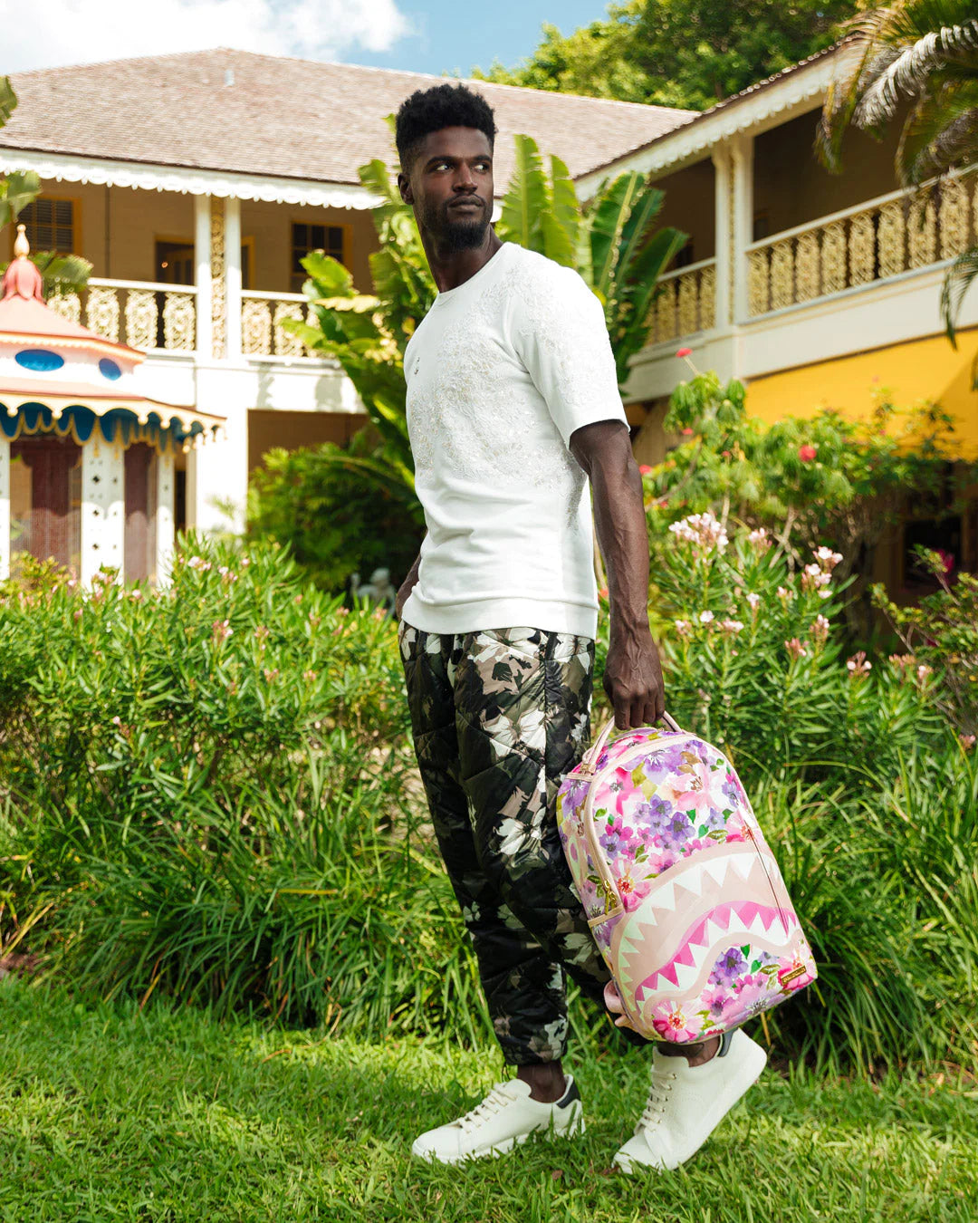 Painted Floral Shark Backpack