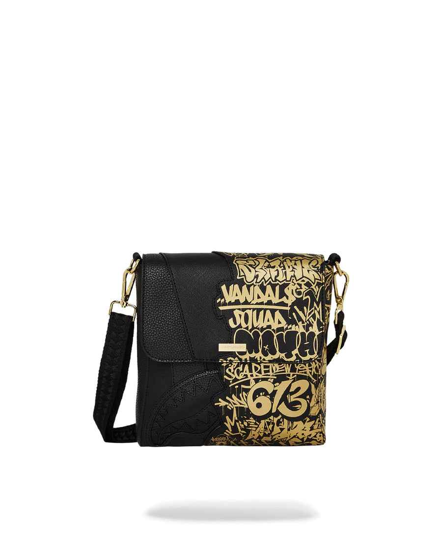 Sprayground Bag HALF GRAFF GOLD MESSENGER BAG Black