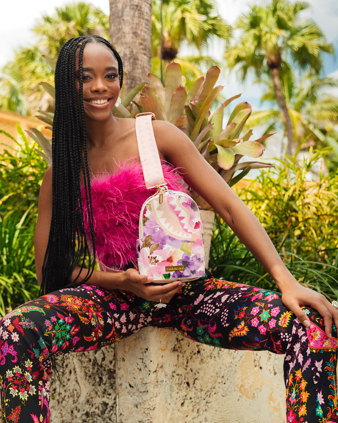 Painted Floral Backpack Sling