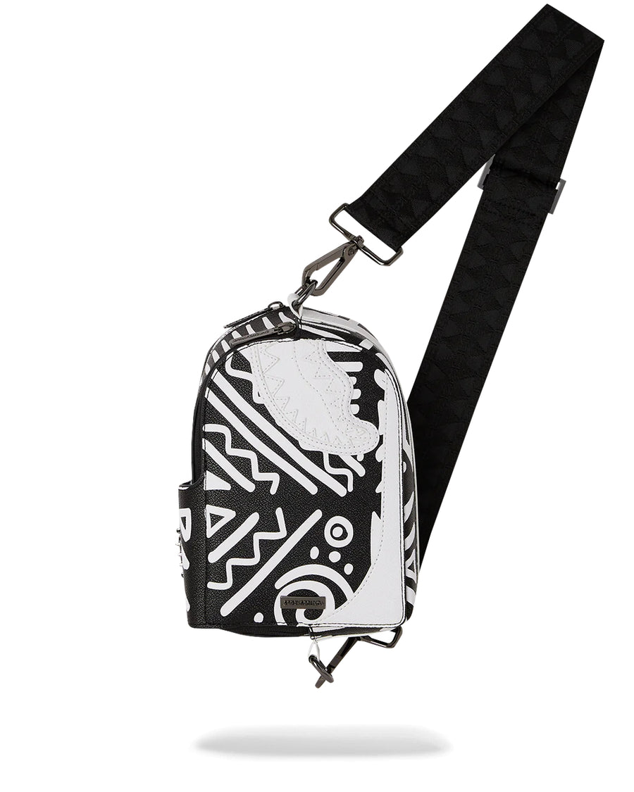 Sprayground Backpack Ai TRIBAL COURTURE SLING BACKPACK White