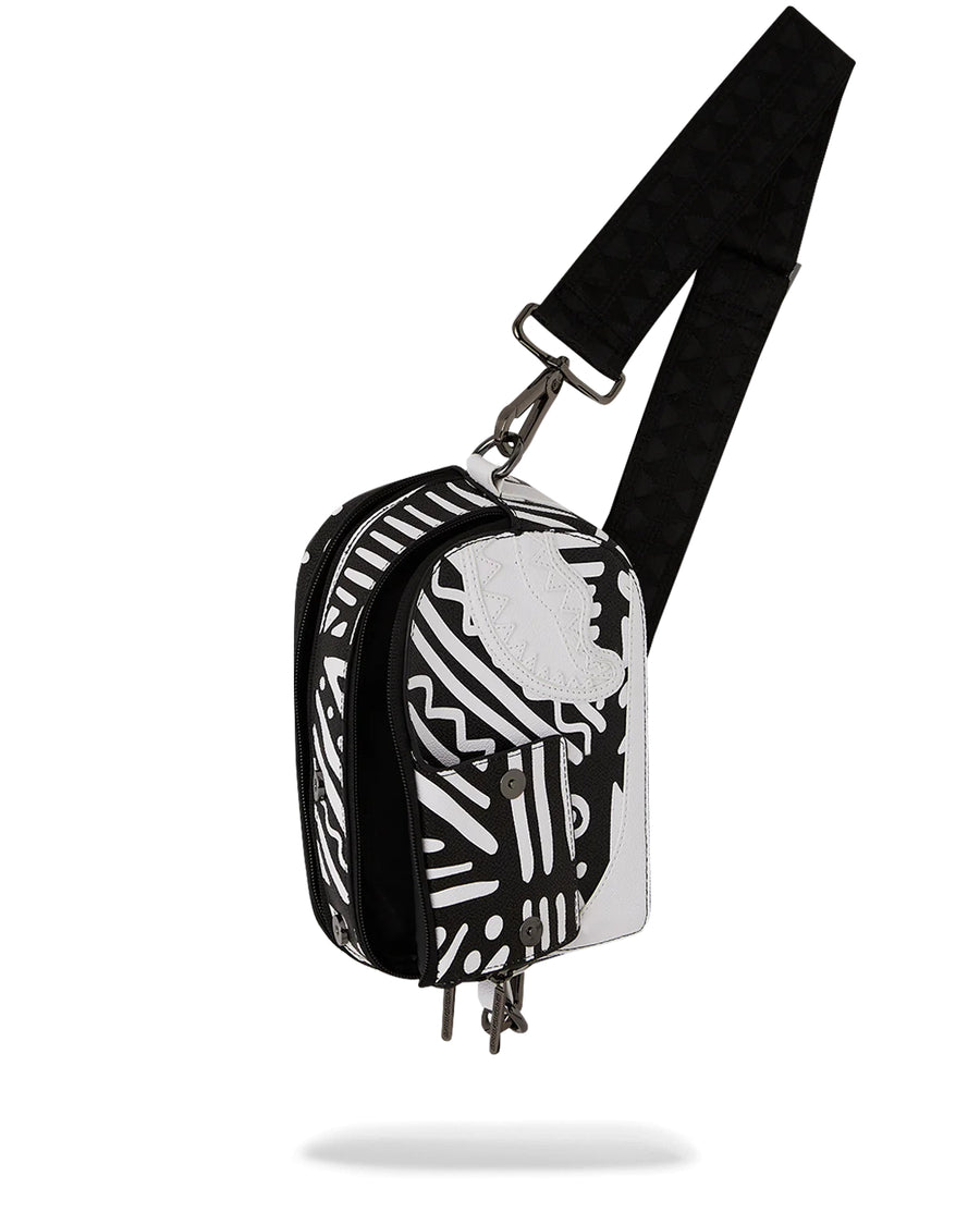 Sprayground Backpack Ai TRIBAL COURTURE SLING BACKPACK White