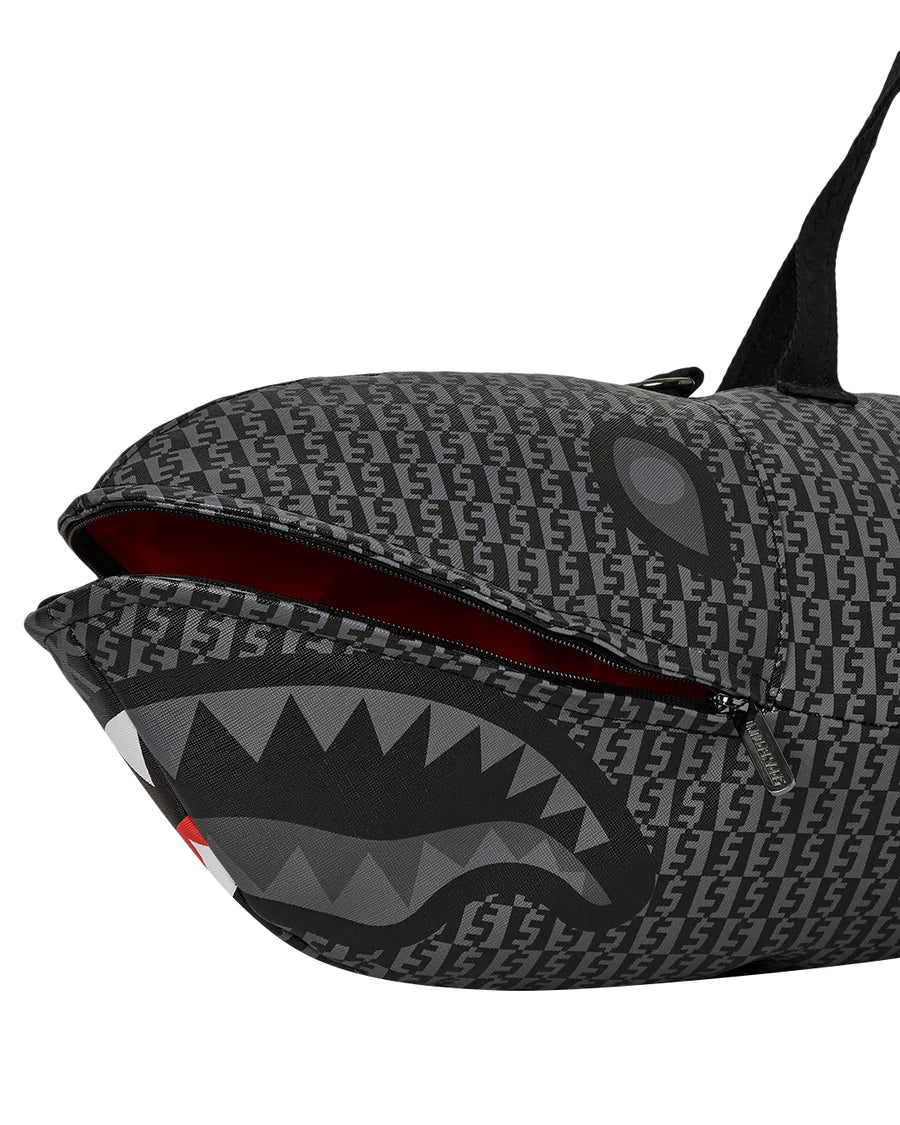 Sprayground Split Quilt Shark Duffle Bag Black