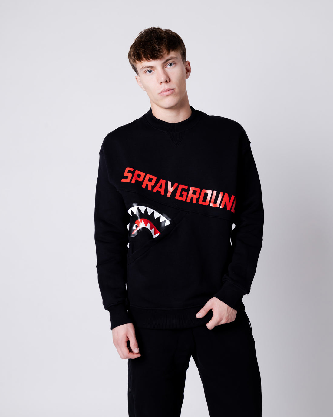 Shark Diagonal Pocket Crewneck