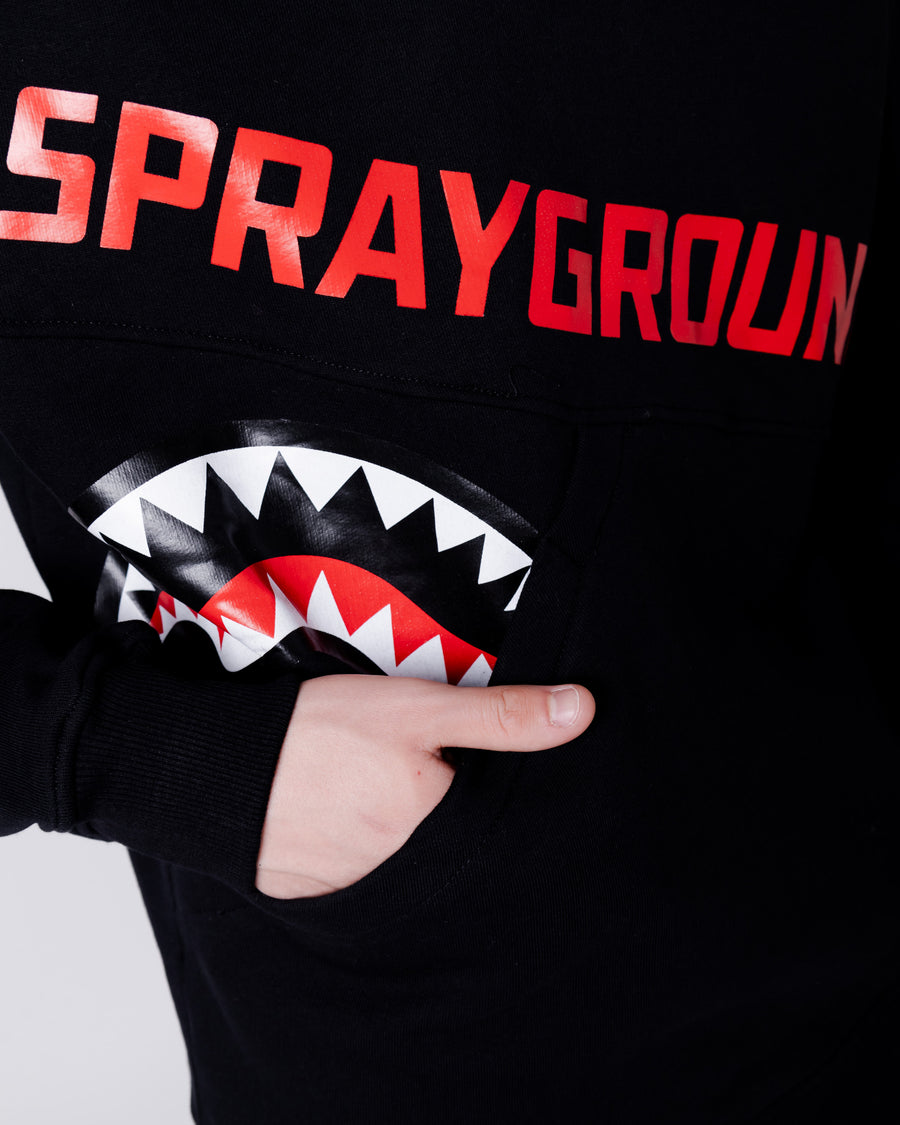Sprayground Sweatshirt SHARK DIAGONAL POCKET CREWNECK Black
