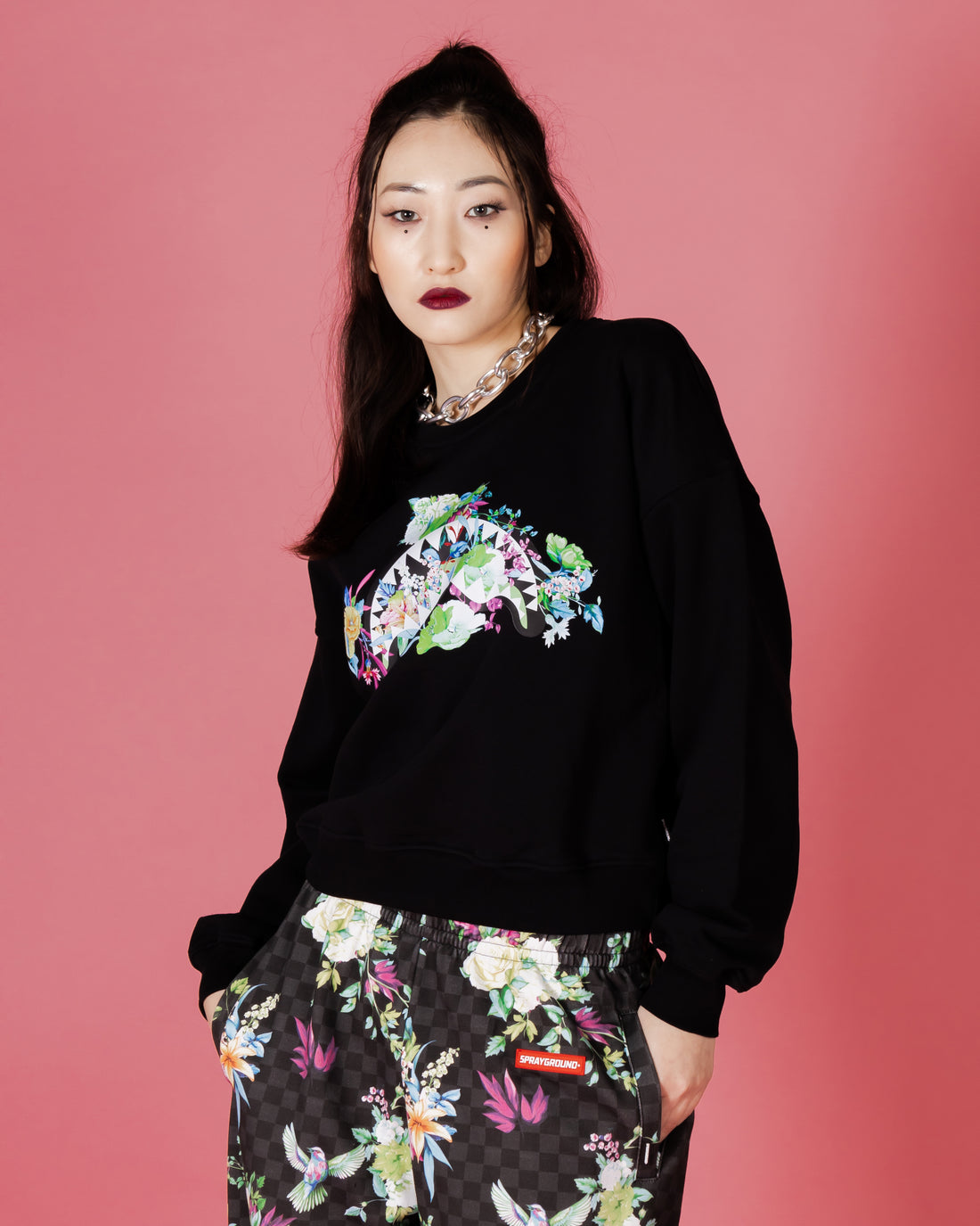 Neon Floral Shark Crewneck