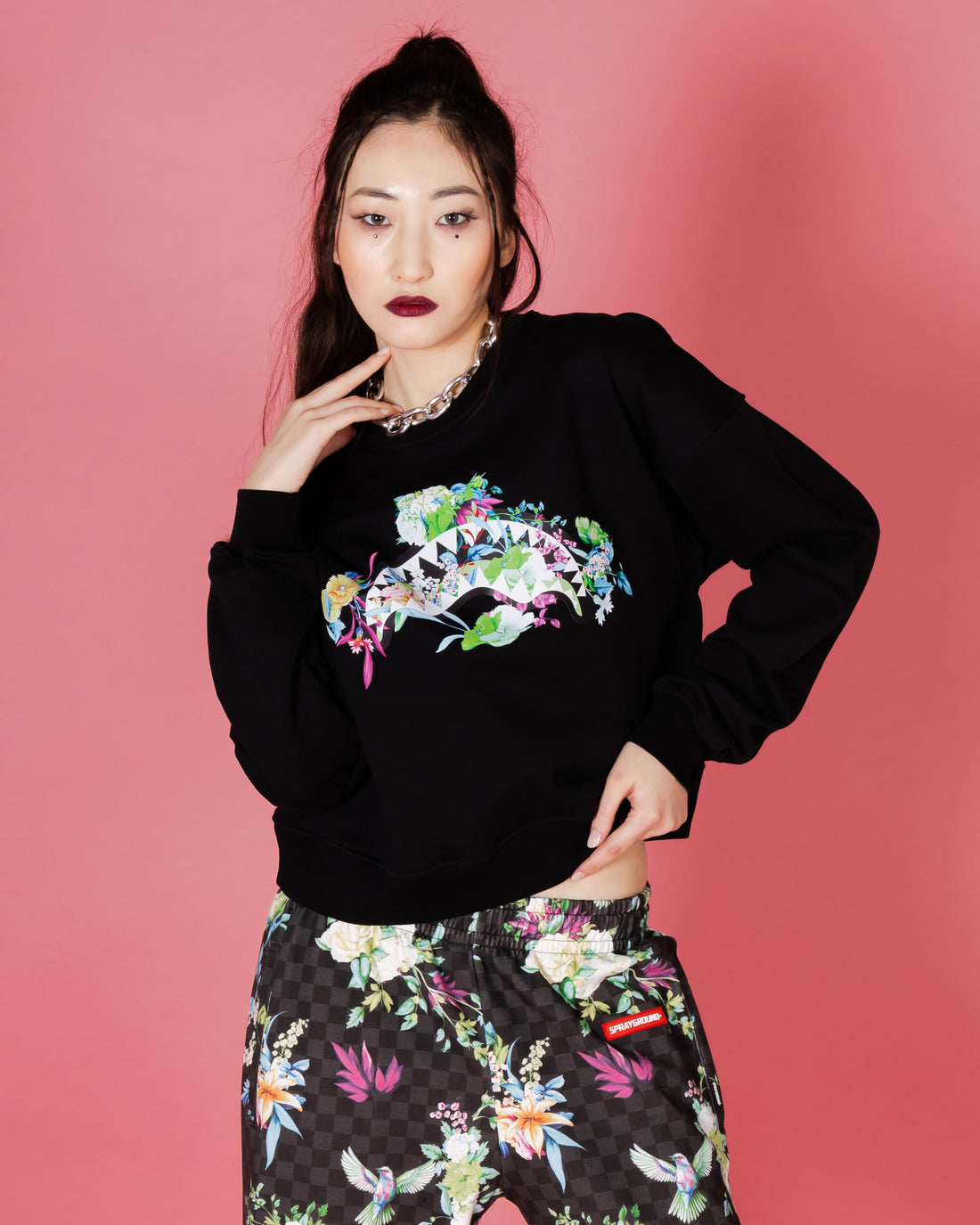 Neon Floral Shark Crewneck