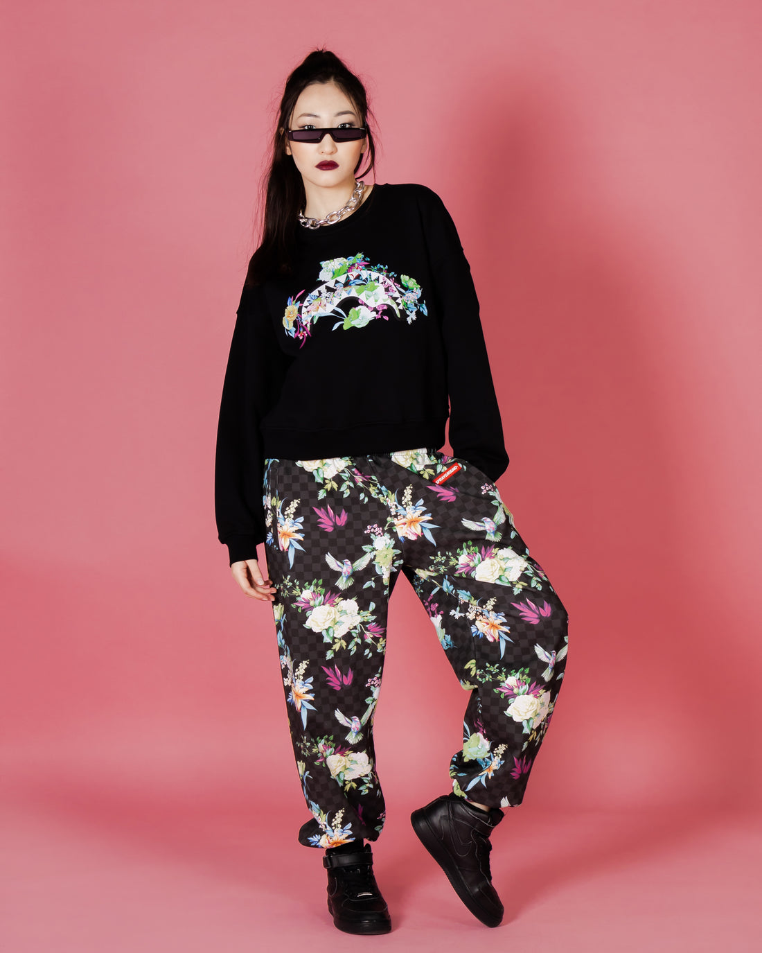 Neon Floral Shark Crewneck