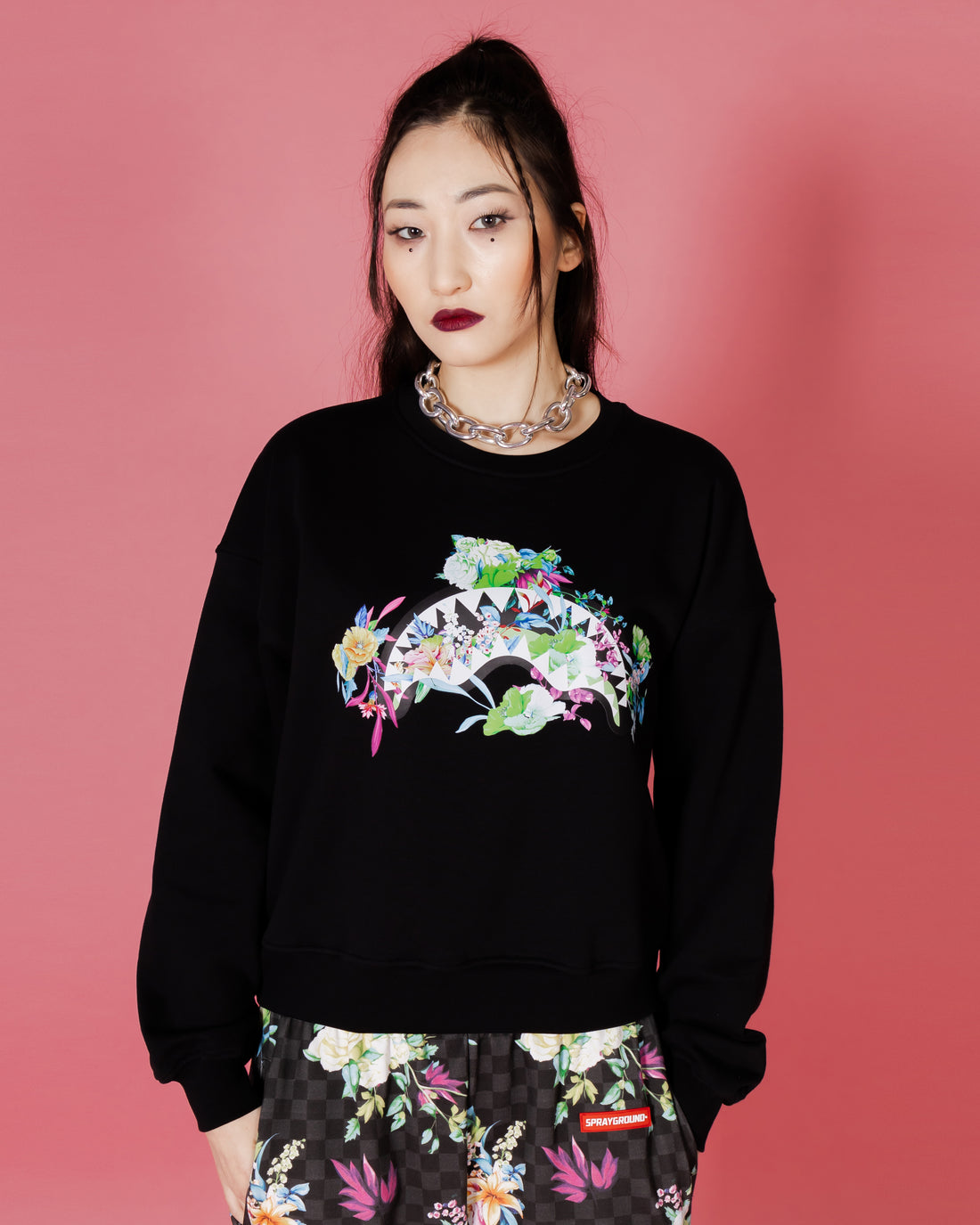 Neon Floral Shark Crewneck