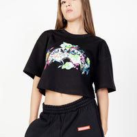 Neon Floral Shark Tee Crop