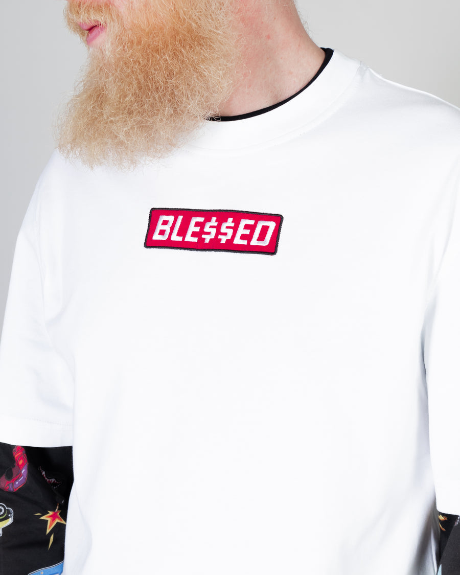 Camiseta Sprayground BLESSED DOUBLE LONG Blanco
