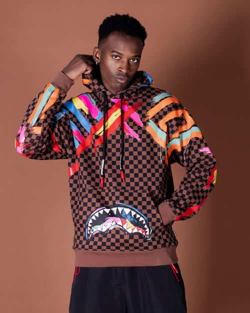 Hoodie Sprayground CHECKIT Brown