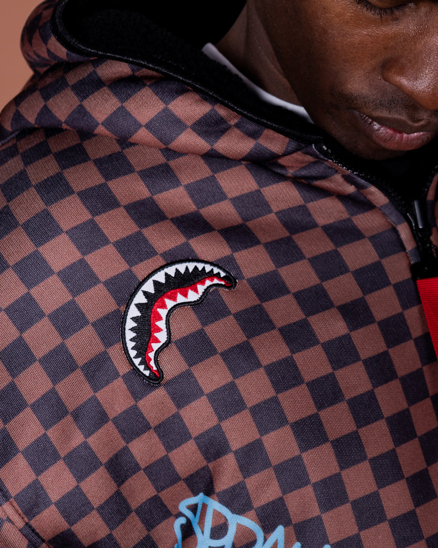 Sprayground Jacket TAGGED UP SHARKS IN PARIS TEDDY DOUBLE FACE Brown