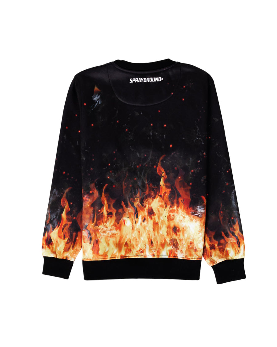 Youth - Sprayground Sweatshirt SHARK ON FIRE CREWNECK J Black