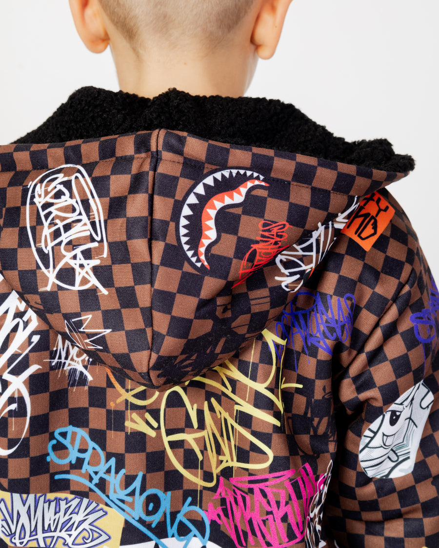 Youth - Sprayground Hoodie TAGGED UP DOUBLE TEDDY JACKET J Brown