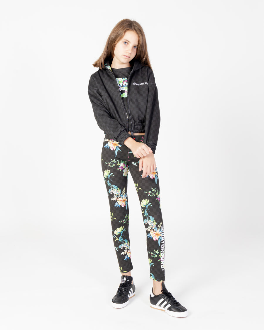 Youth - Sprayground T-shirts NEON FLORAL DOUBLE LONG CROP TSHIRT J Black