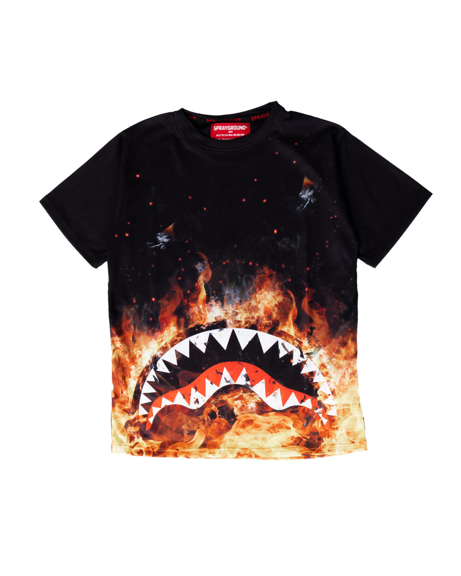 Youth - Sprayground T-shirt SHARK ON FIRE T-SHIRT J Black