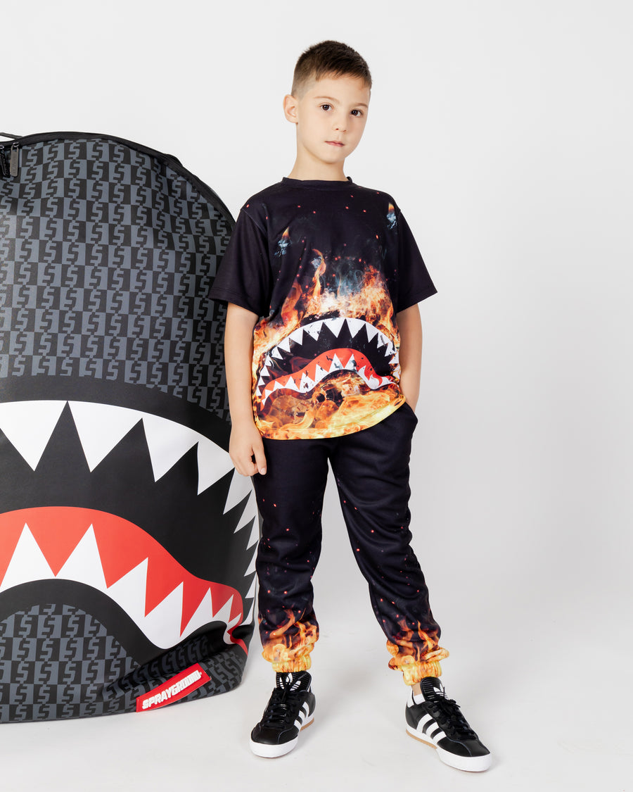 Niño / Niña  - Camiseta Sprayground SHARK ON FIRE T-SHIRT J Negro