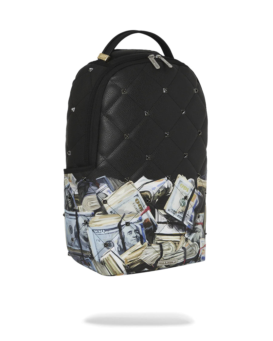 Sprayground Backpack QUILTED MONEY STASH STUDDED BACKPACK Black