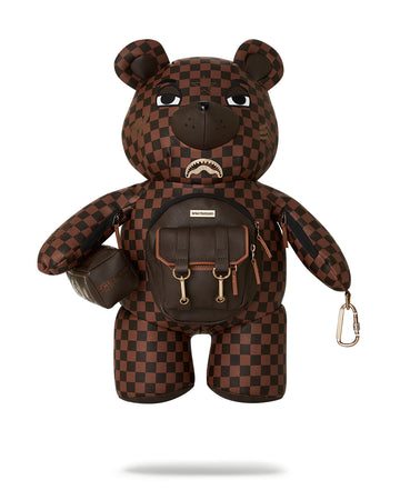 Sprayground Backpack BROWN CHECKERED SPECIAL OPS TEDDY BEAR Brown