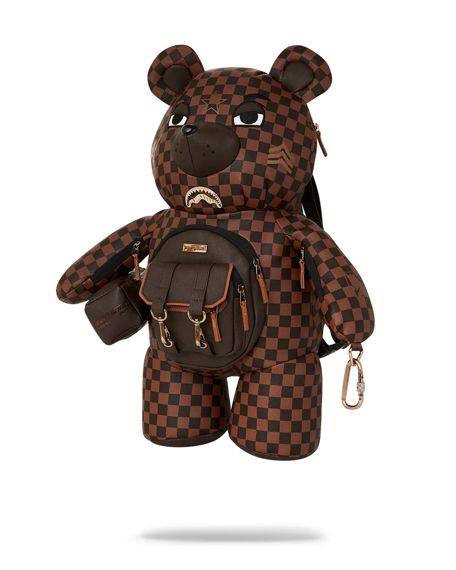 Sprayground Backpack BROWN CHECKERED SPECIAL OPS TEDDY BEAR Brown