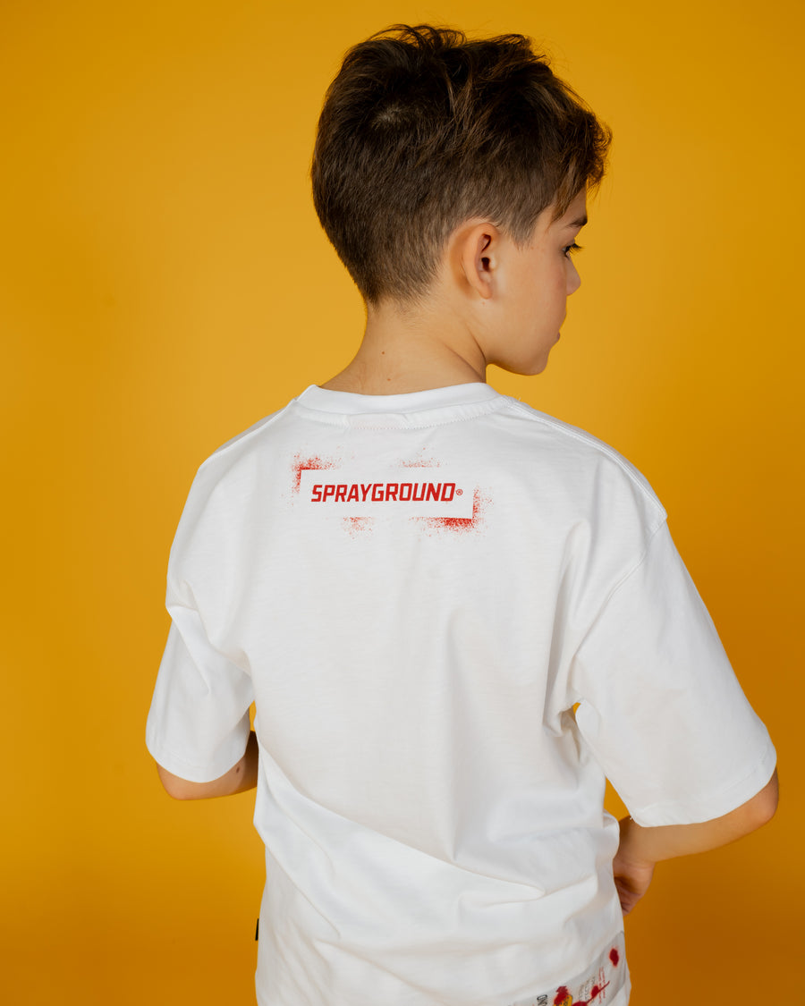 Youth - Sprayground T-shirt SHARK PAINT OVER T-SHIRT WHT White