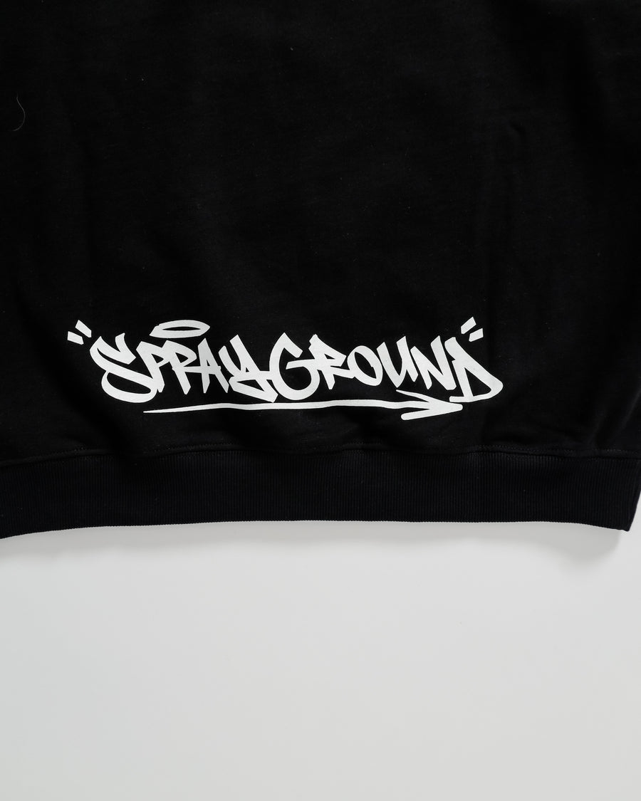 Youth - Sprayground Sweatshirt BW COMIC SHARK OVER CREW BLK Black
