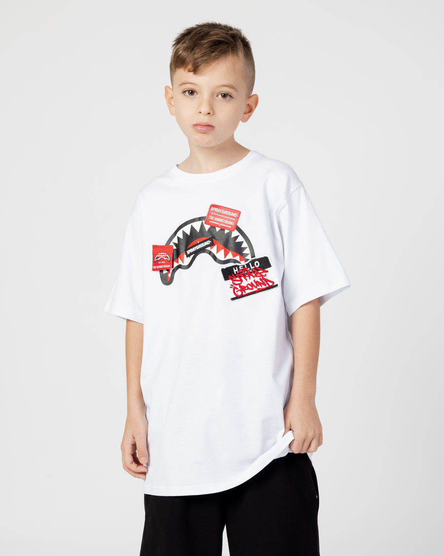 Niño / Niña  - Camiseta Sprayground LABEL SHARK CREW T-SHIRT WHT Blanco