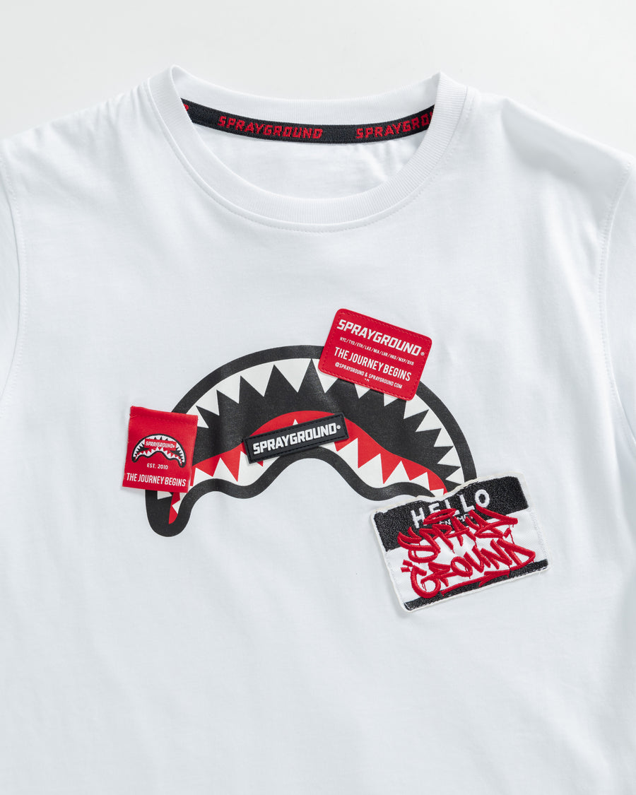 Garçon/Fille - T-shirt Sprayground LABEL SHARK CREW T-SHIRT WHT Blanc