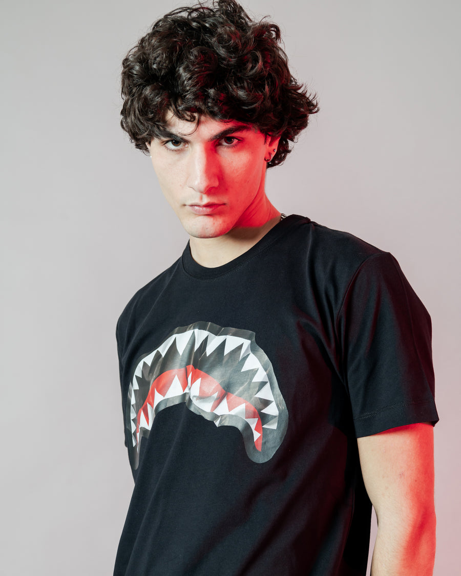 T-shirt Sprayground CRUMPLED SHARK BLK Noir
