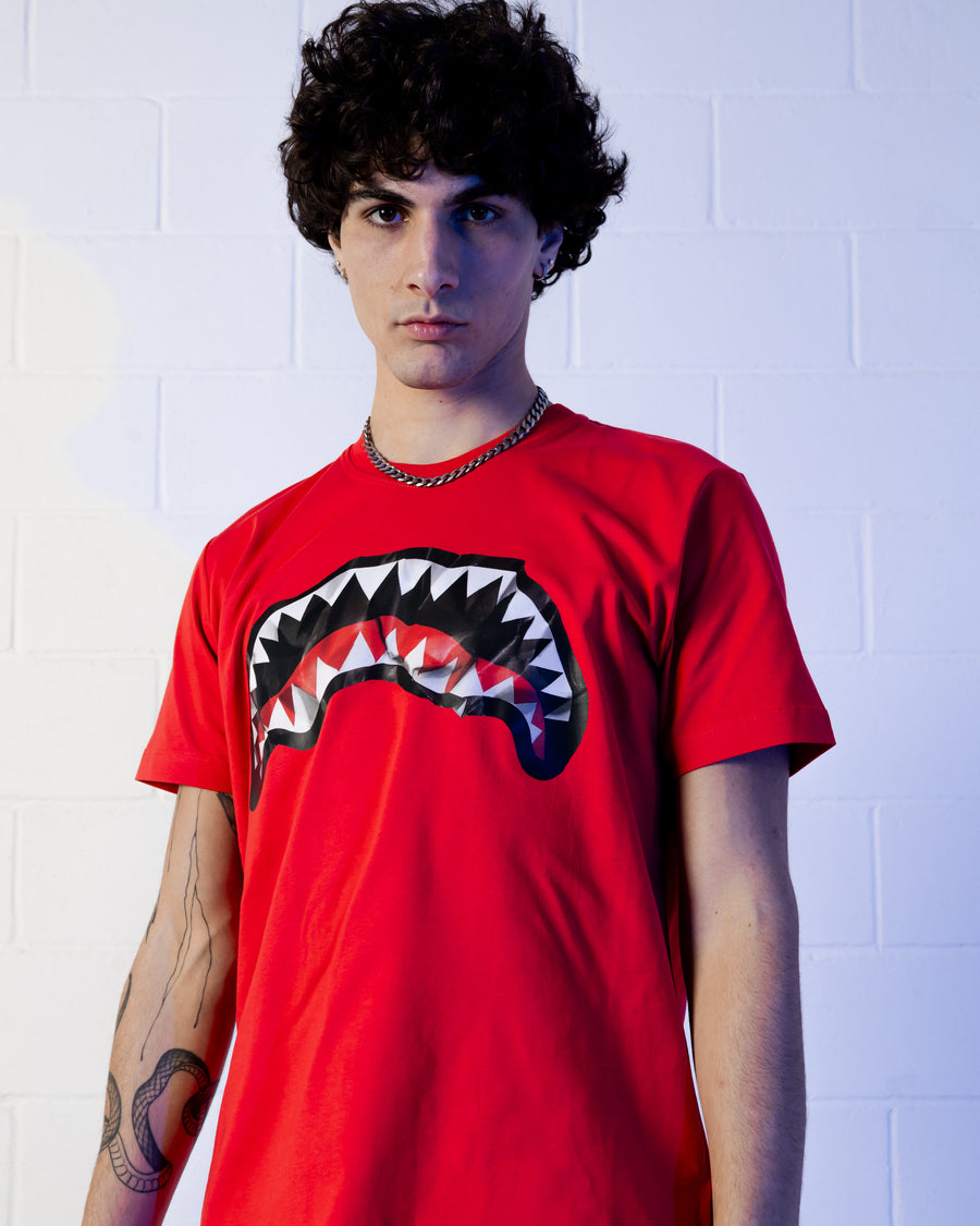 T-shirt Sprayground CRUMPLED SHARK RED Rosso