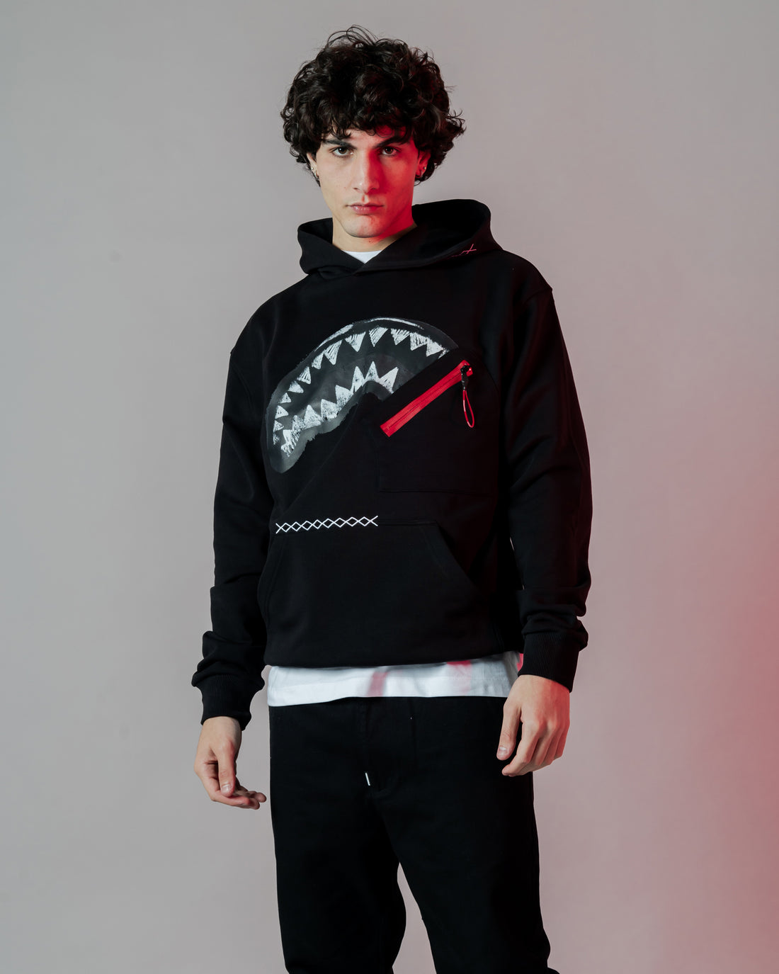 Shark In The Pocket Hoodie Blk