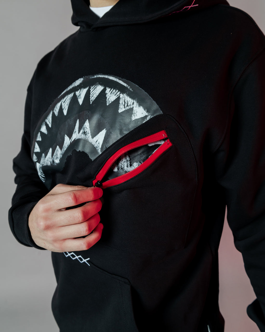 Shark In The Pocket Hoodie Blk