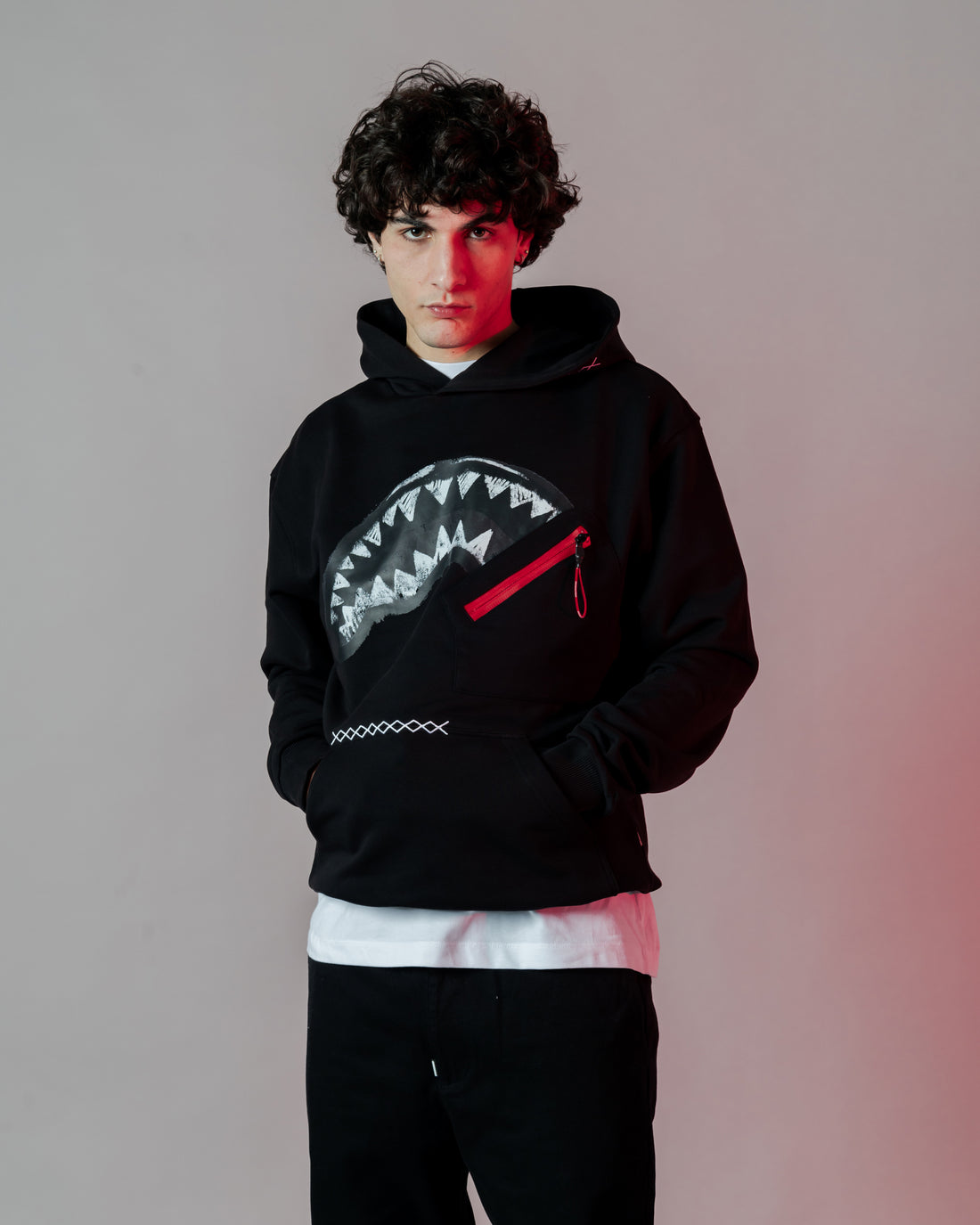 Shark In The Pocket Hoodie Blk