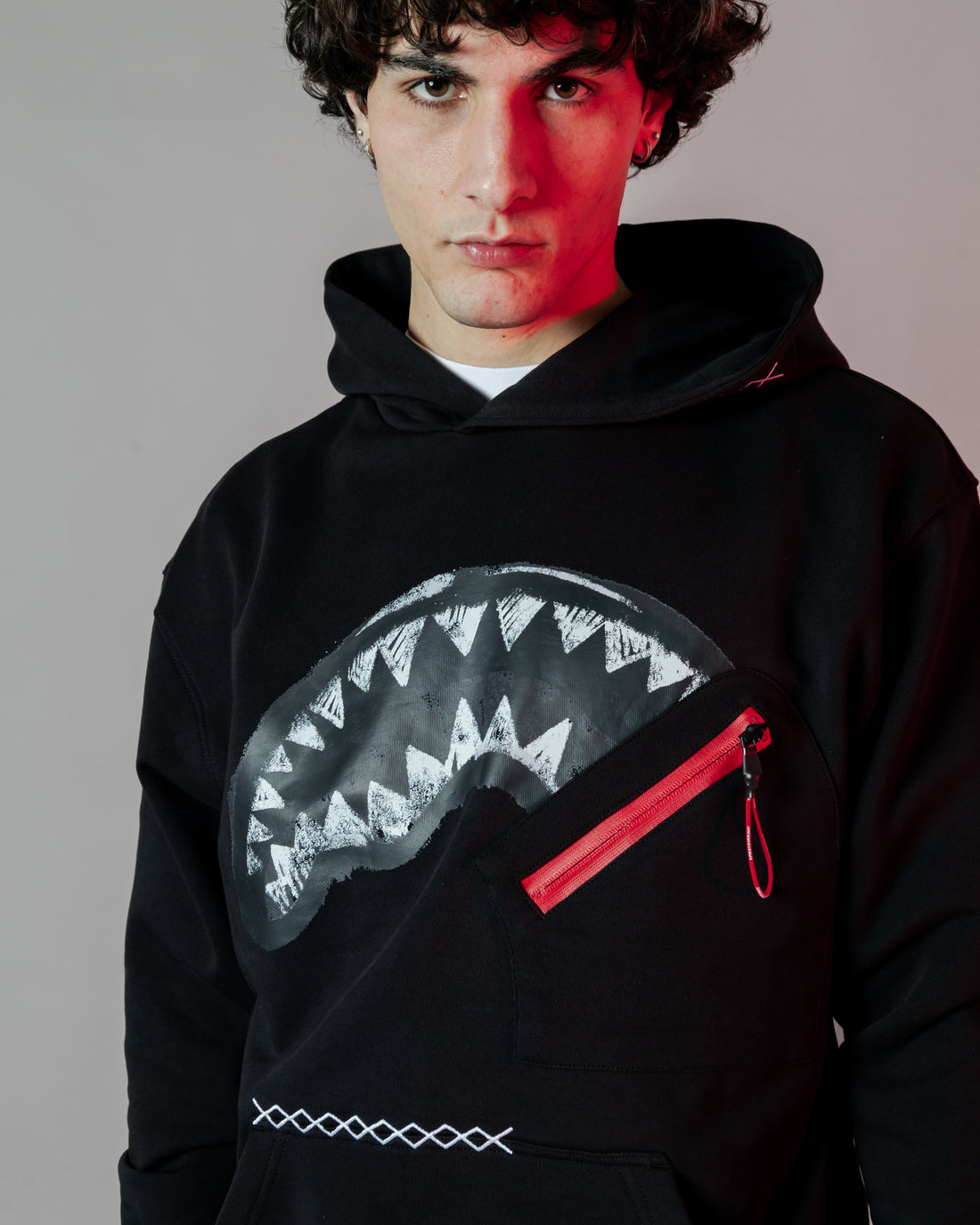 Shark In The Pocket Hoodie Blk