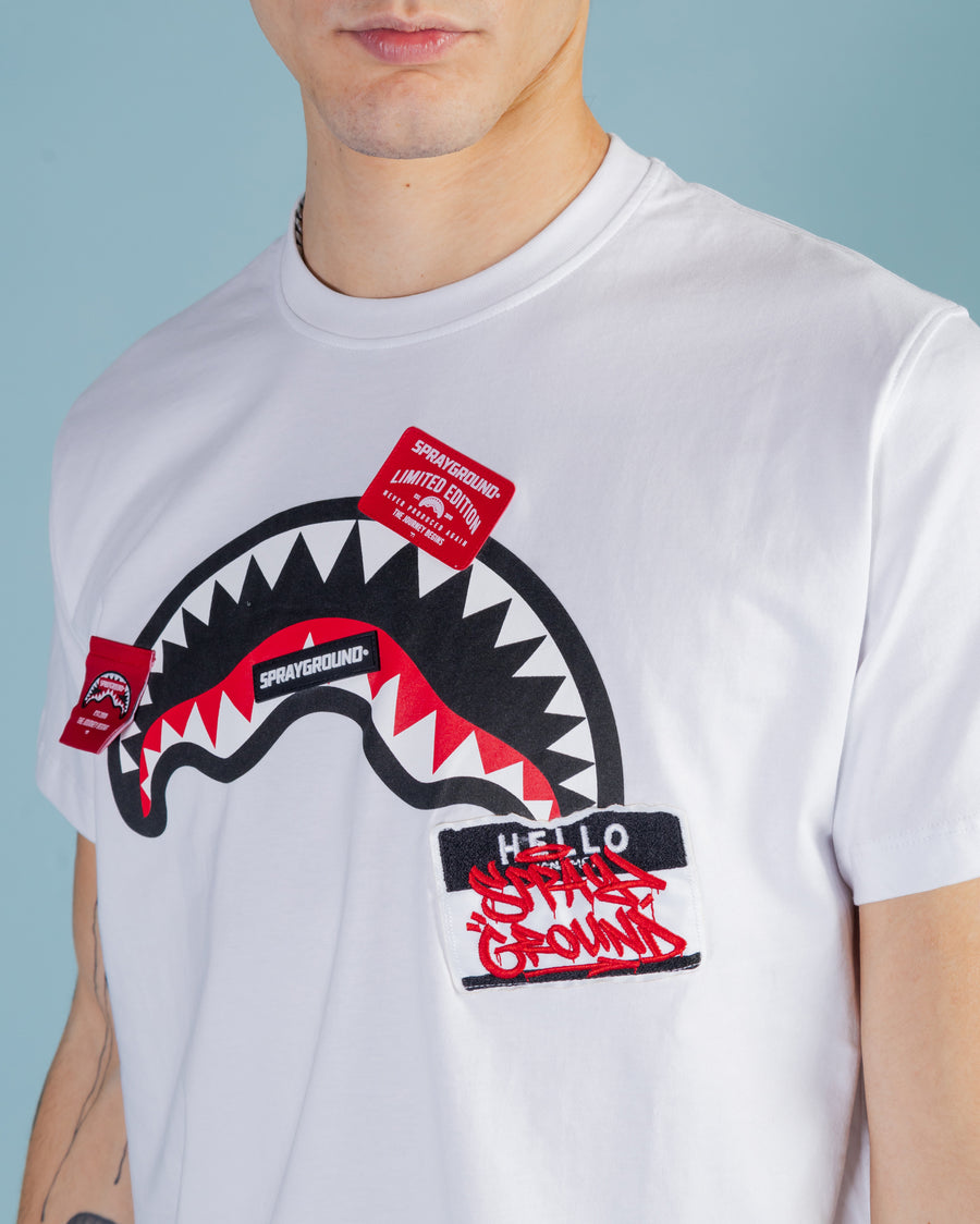 T-shirt Sprayground LABEL SHARK REGULAR T-SHIRT Blanc
