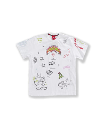 T-shirt Sprayground ALIEN DOODLE REGULAR T-SHIRT Bianco