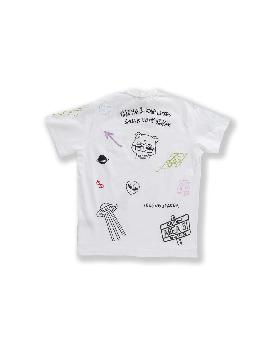 Camiseta Sprayground ALIEN DOODLE REGULAR T-SHIRT Blanco