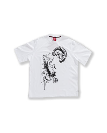 T-shirt Sprayground B&W COMIC SHARK OVER T-SHIRT Bianco