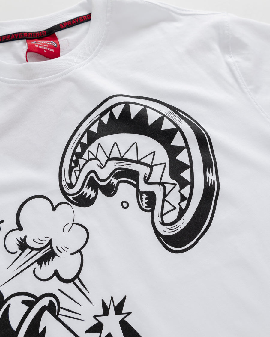 Camiseta Sprayground B&W COMIC SHARK OVER T-SHIRT Blanco