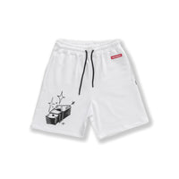 B&w Comic Shark Basket Shorts