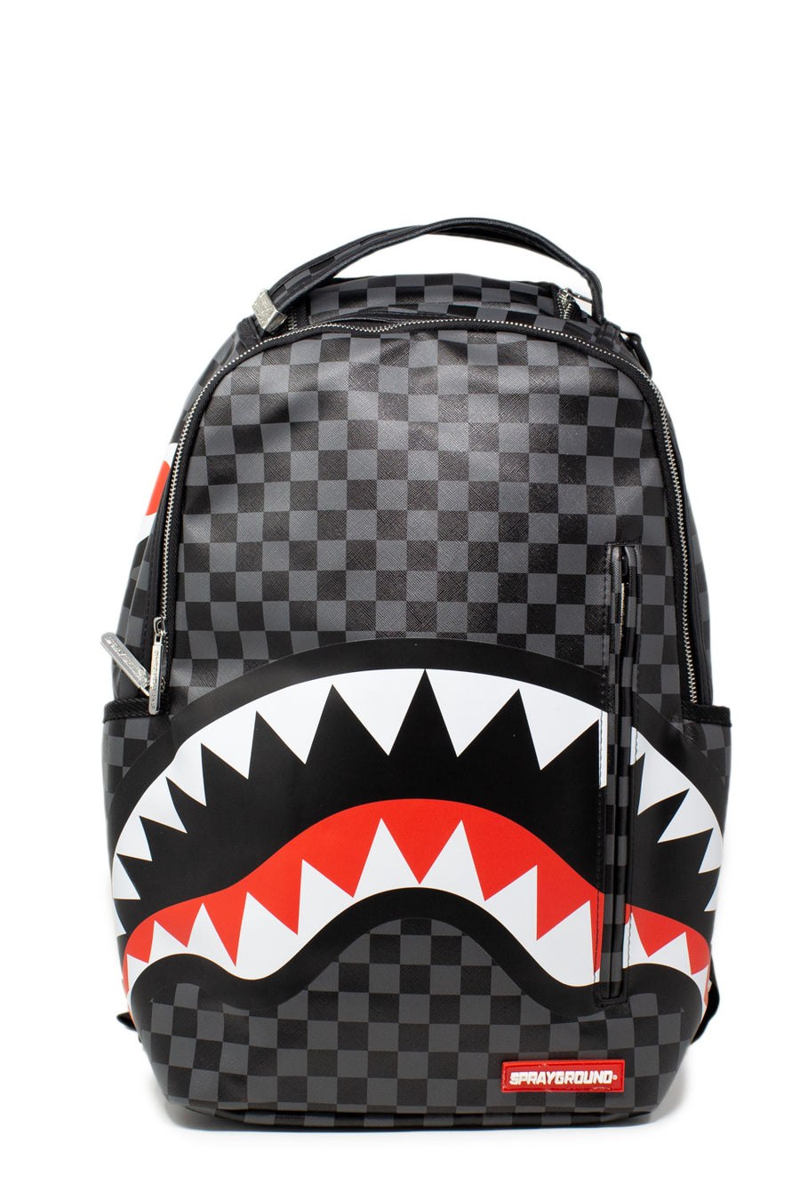 Sprayground Sharks in Paris black leather checker backpack for