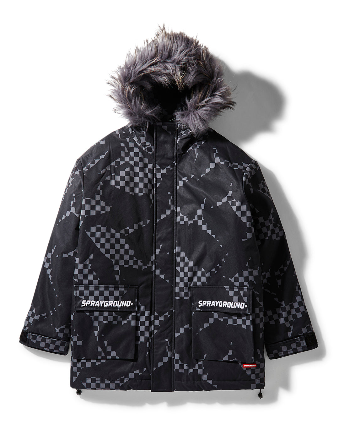 Shark Camo Fur Hood Jacket Black  910sg9543